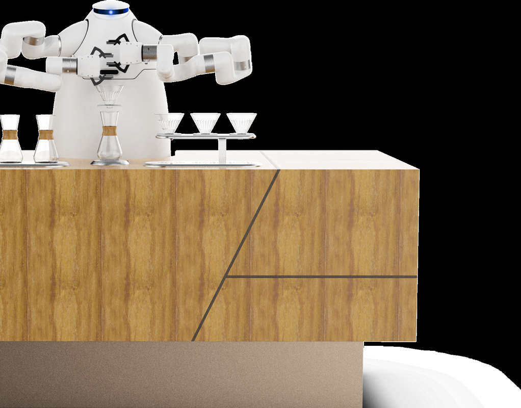 Roboter-Arm-Kaffee-Maschinen-Hersteller RJ45 HDMI schließen handwerklichen Café Latte-Roboter an Winter Olympics an