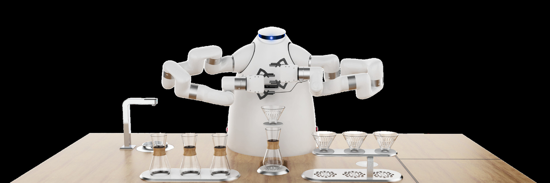 Roboter-Arm-Kaffee-Maschinen-Hersteller RJ45 HDMI schließen handwerklichen Café Latte-Roboter an Winter Olympics an